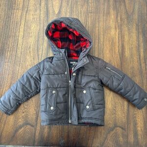 OshKosh B'gosh Charcoal Jacket with Red Plaid Interior